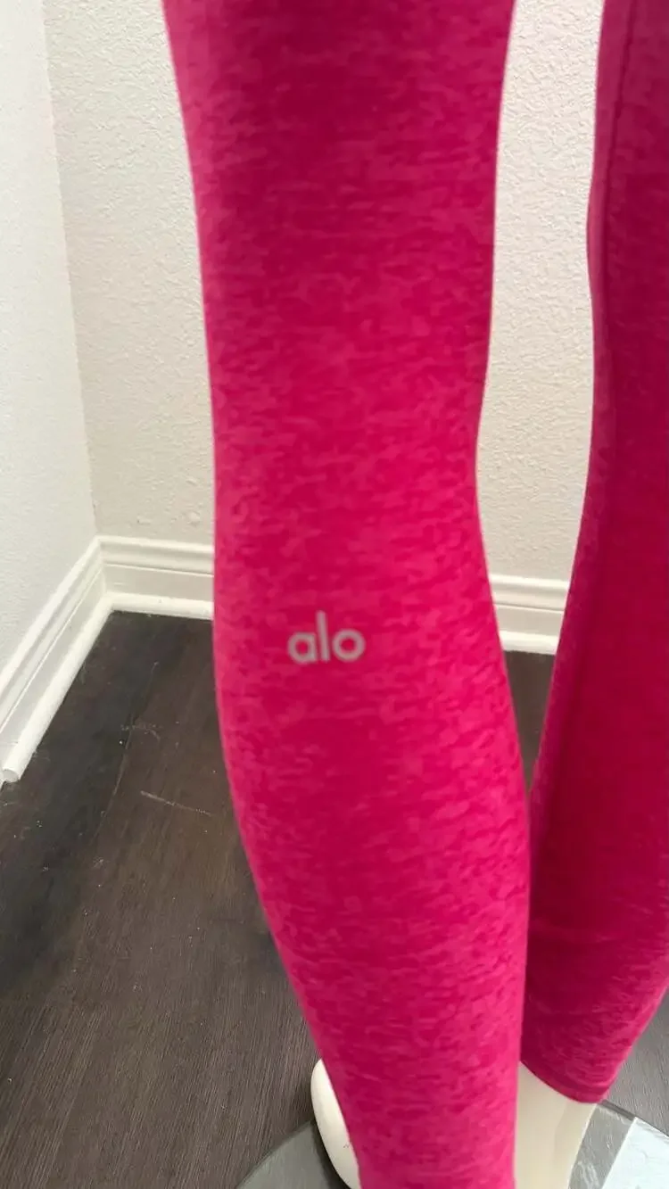 ALO Yoga HeatherFlex High-Waisted TLC Legging and Strappy Bra Set - Raspberry Fi